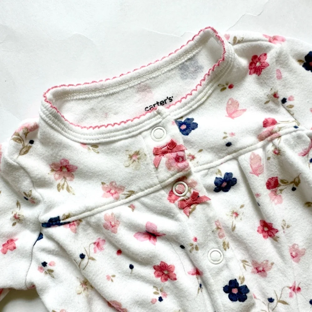 Carter's Baby Girl Pajamas Footed One Piece Floral Sleeper Size 3M Carter's